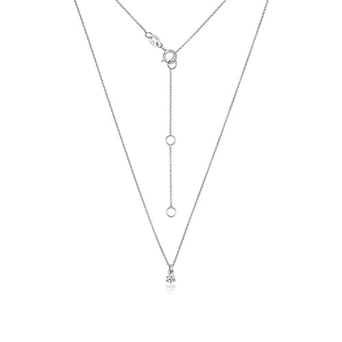 NDQ147W - Collier à 3 griffes en or blanc 18 carats serti de diamants