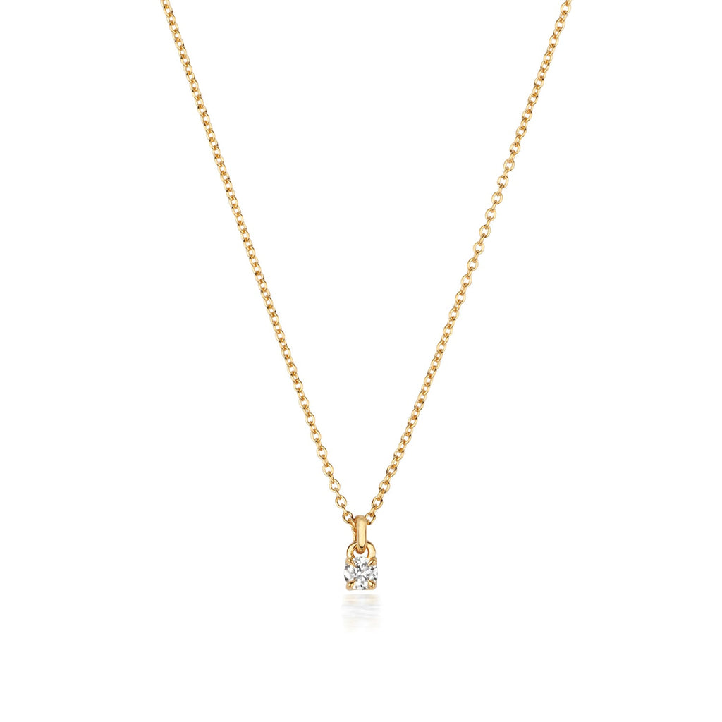 Collier solitaire en or 18 carats serti de diamants à 4 griffes