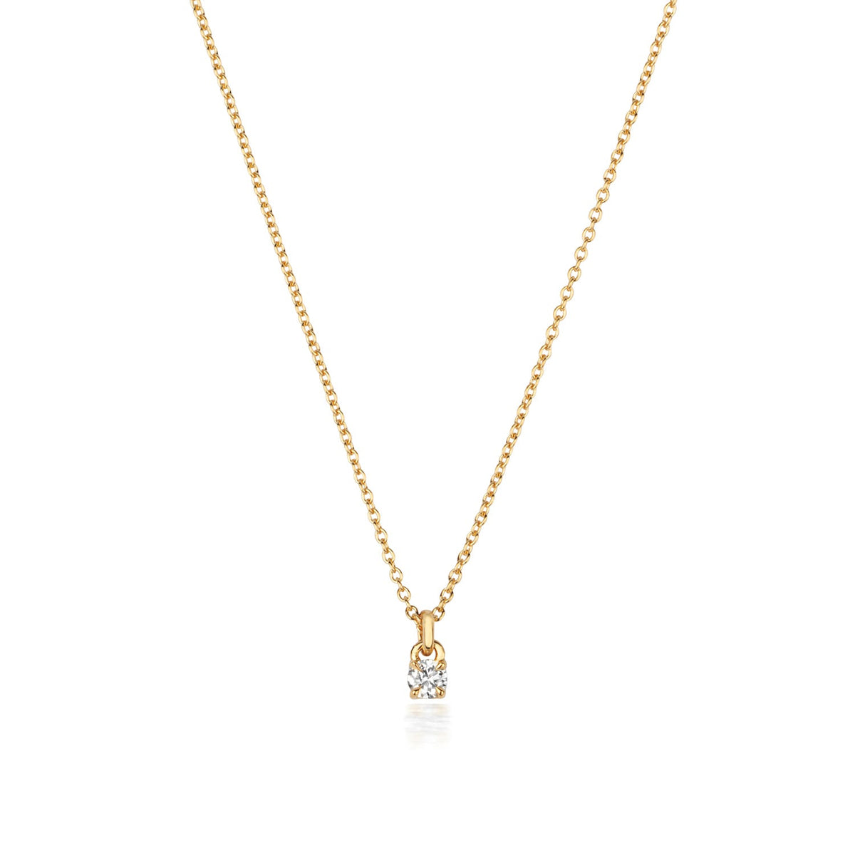 Collier solitaire en or 18 carats serti de diamants à 4 griffes
