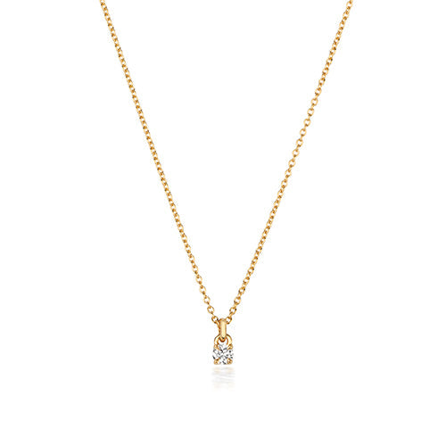 Collier solitaire en or 18 carats serti de diamants à 4 griffes