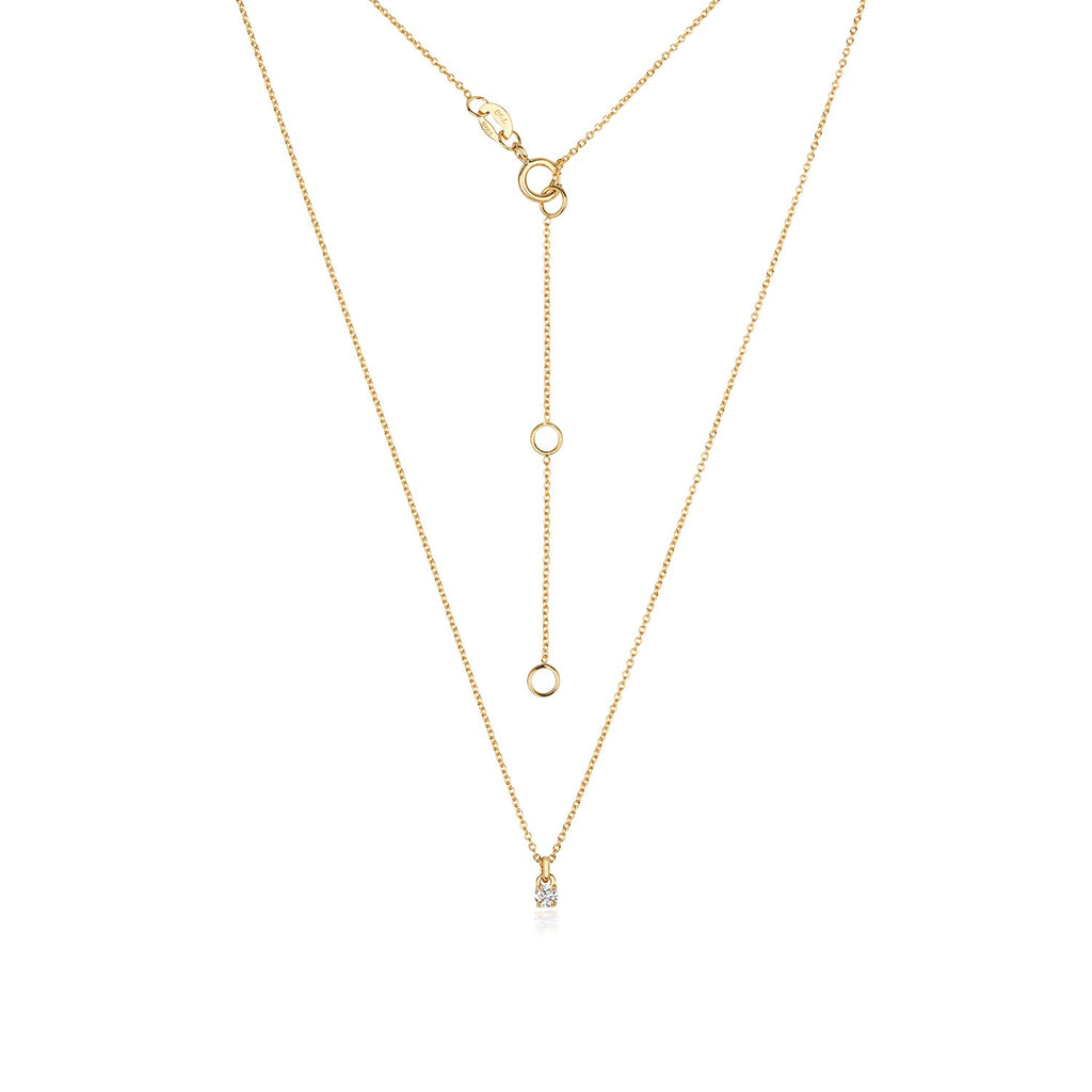 Collier solitaire en or 18 carats serti de diamants à 4 griffes