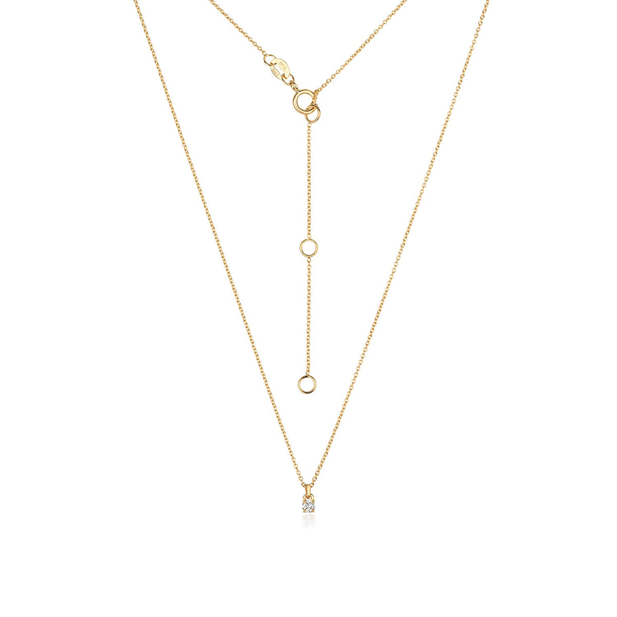 Collier solitaire en or 18 carats serti de diamants à 4 griffes