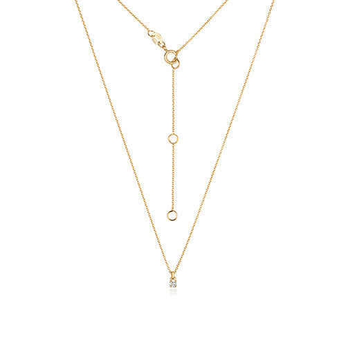 Collier solitaire en or 18 carats serti de diamants à 4 griffes