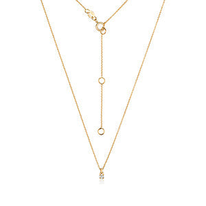 Collier solitaire en or 18 carats serti de diamants à 4 griffes