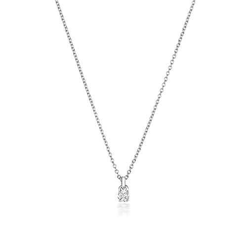 Collier en or blanc 18 carats serti de diamants et monté sur quatre griffes.