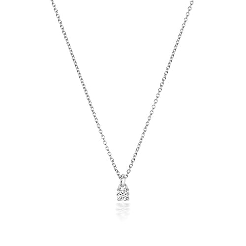 NDQ149W - Collier en or blanc 18 carats serti de diamants et serti de quatre griffes