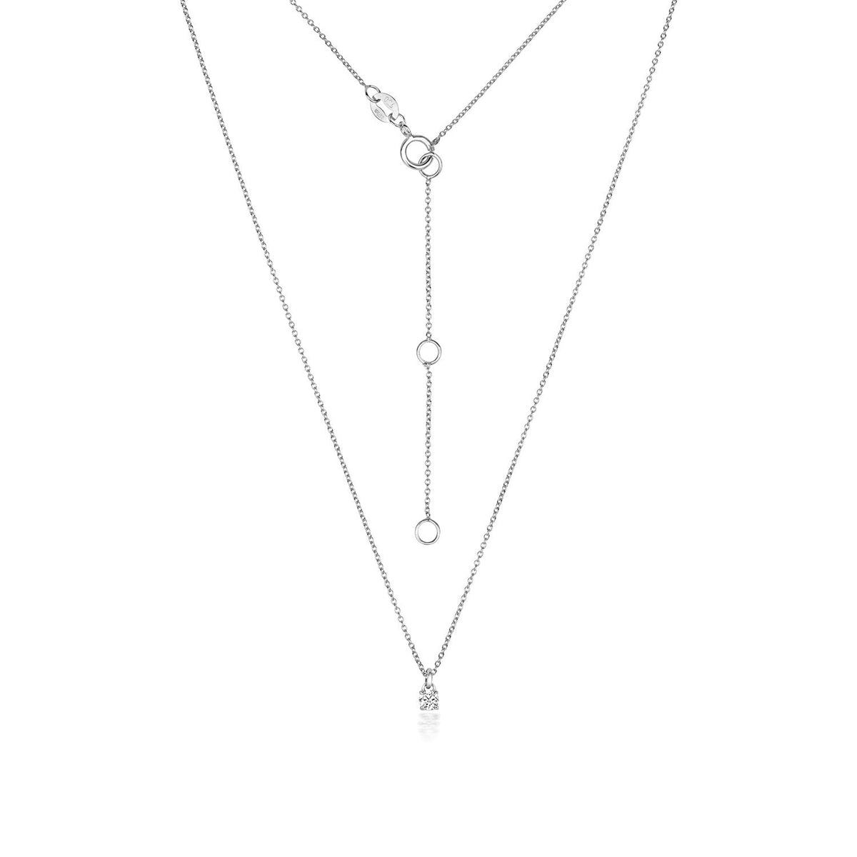NDQ149W - Collier en or blanc 18 carats serti de diamants et serti de quatre griffes