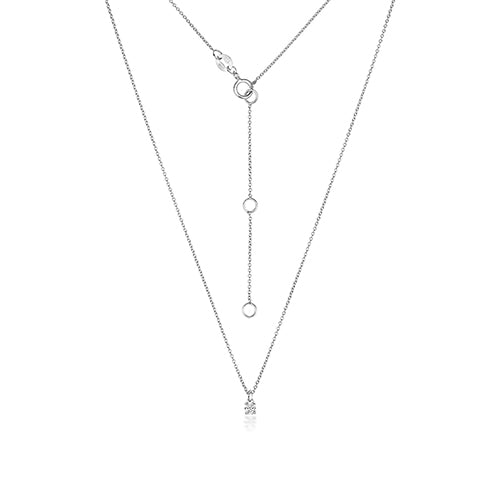 NDQ149W - Collier en or blanc 18 carats serti de diamants et serti de quatre griffes