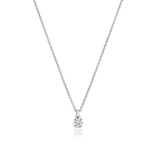 NDQ150W - Collier en or blanc 18 carats serti de diamants et serti de 4 griffes