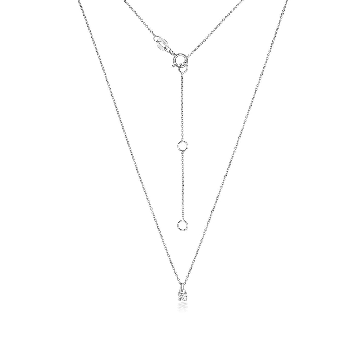 NDQ150W - Collier en or blanc 18 carats serti de diamants et serti de 4 griffes