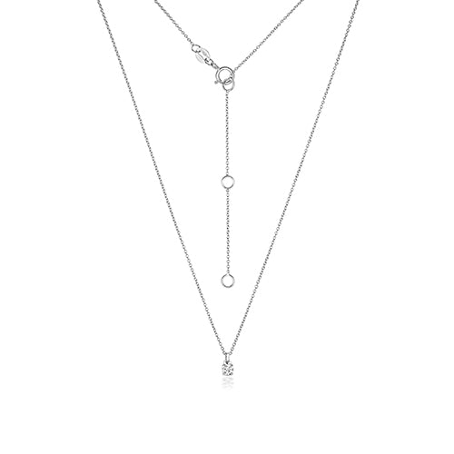 NDQ150W - Collier en or blanc 18 carats serti de diamants et serti de 4 griffes