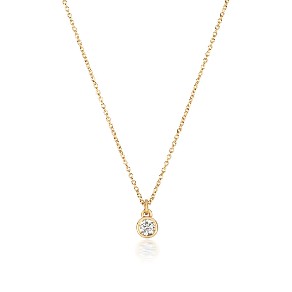 Collier solitaire en diamants serti rubis et or 18 carats