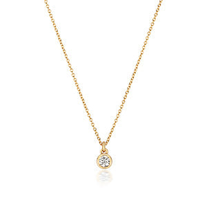 Collier solitaire en diamants serti rubis et or 18 carats