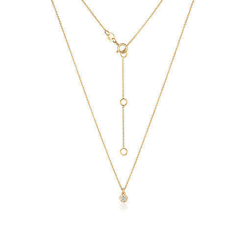 Collier solitaire en diamants serti rubis et or 18 carats