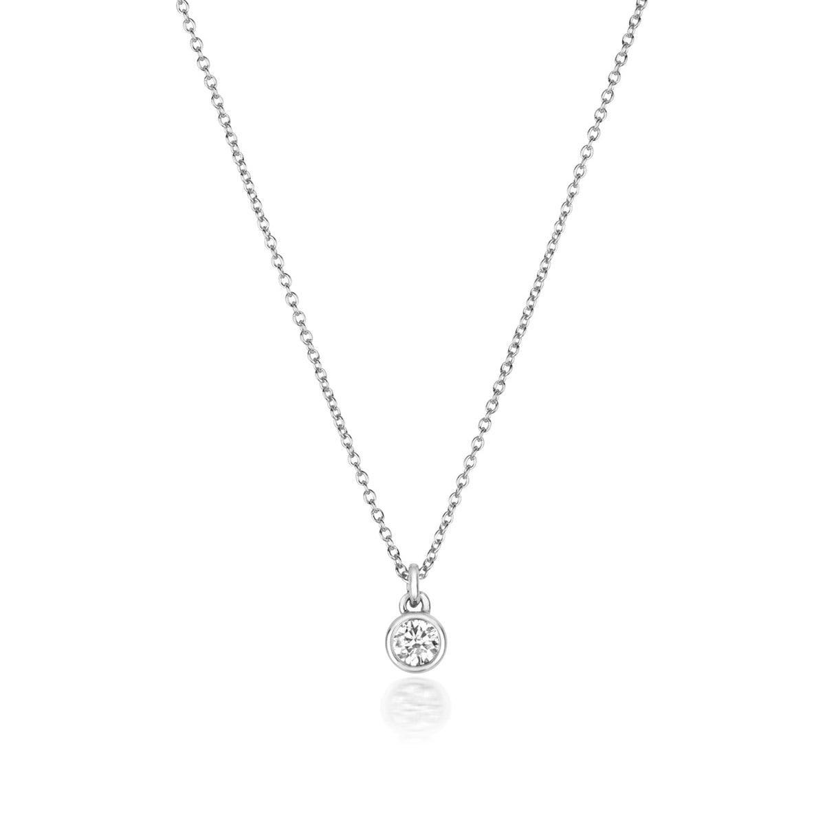 Collier solitaire en diamants et rubis en or blanc 18 carats