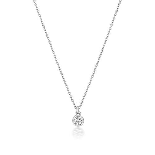 Collier solitaire en diamants et rubis en or blanc 18 carats