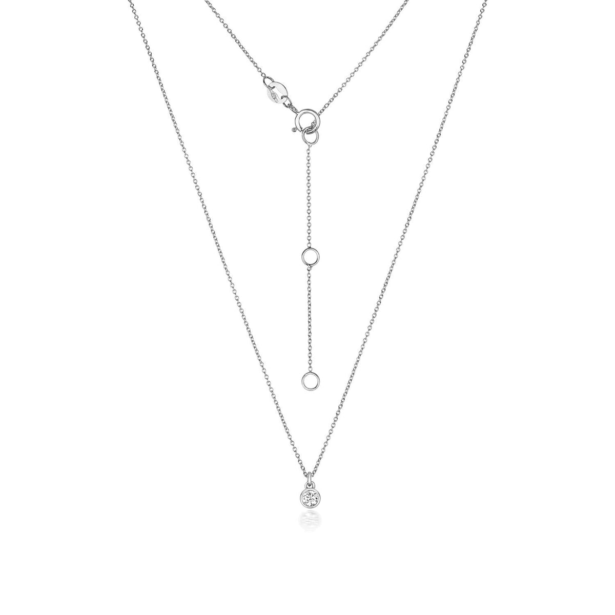 Collier solitaire en diamants et rubis en or blanc 18 carats