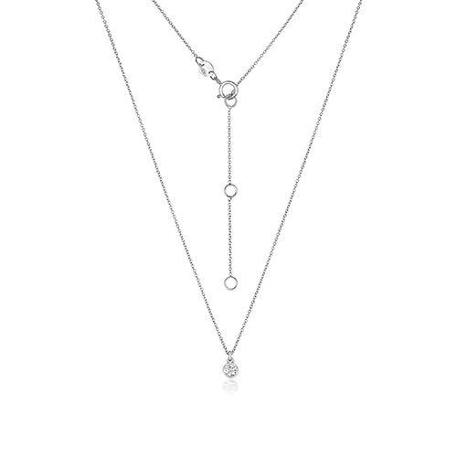 Collier solitaire en diamants et rubis en or blanc 18 carats