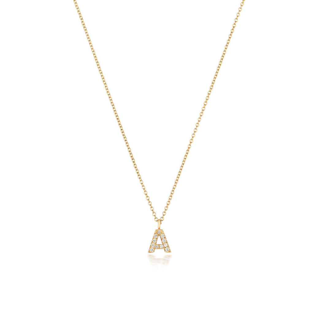Collier Cervin Blanc en or 18 carats avec initiale en diamant et pendentif A