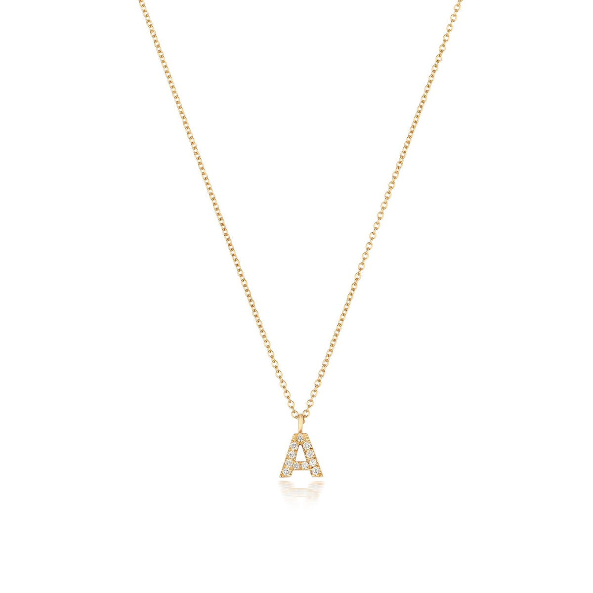 Collier Cervin Blanc en or 18 carats avec initiale en diamant et pendentif A