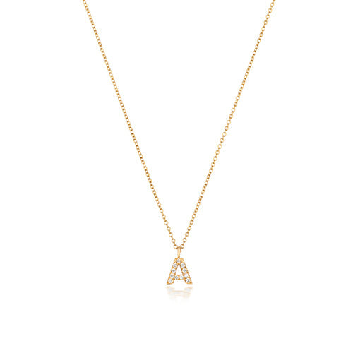 Collier Cervin Blanc en or 18 carats avec initiale en diamant et pendentif A