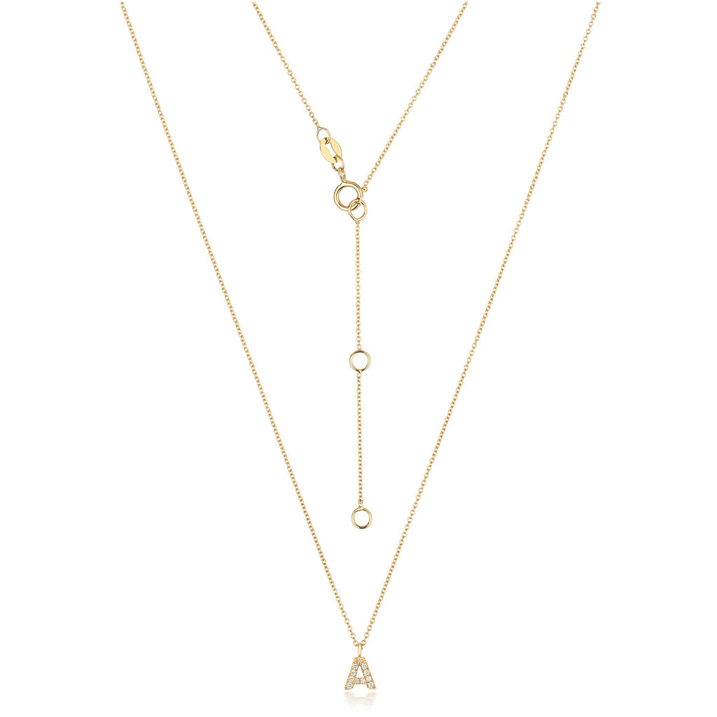 Collier Cervin Blanc en or 18 carats avec initiale en diamant et pendentif A
