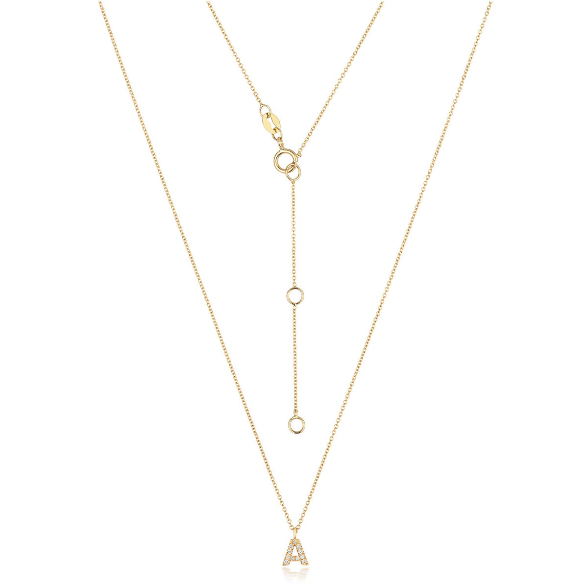 Collier Cervin Blanc en or 18 carats avec initiale en diamant et pendentif A