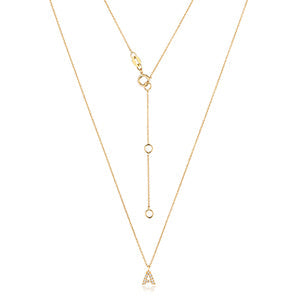 Collier Cervin Blanc en or 18 carats avec initiale en diamant et pendentif A