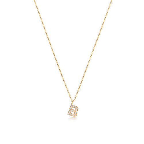 Collier Cervin Blanc avec initiale en diamant et or 18 carats