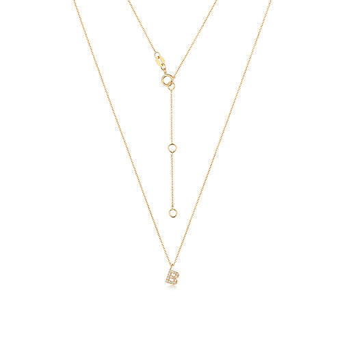 Collier Cervin Blanc avec initiale en diamant et or 18 carats