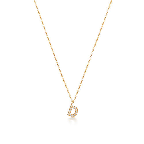 Collier Cervin Blanc avec initiale D en diamant et or 18 carats