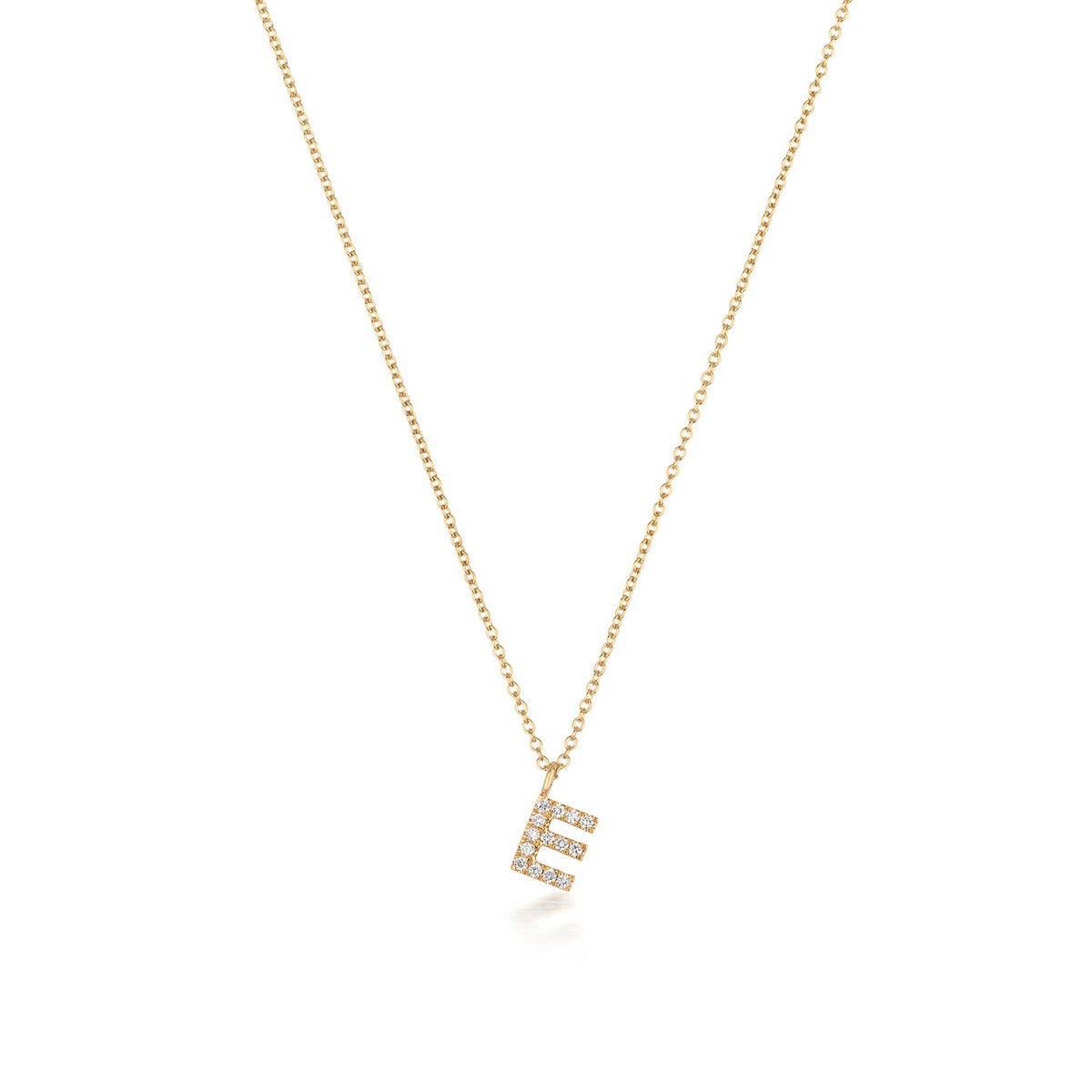 Collier Cervin Blanc avec initiale E en diamant et or 18 carats