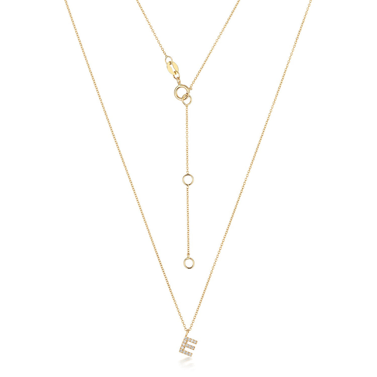 Collier Cervin Blanc avec initiale E en diamant et or 18 carats
