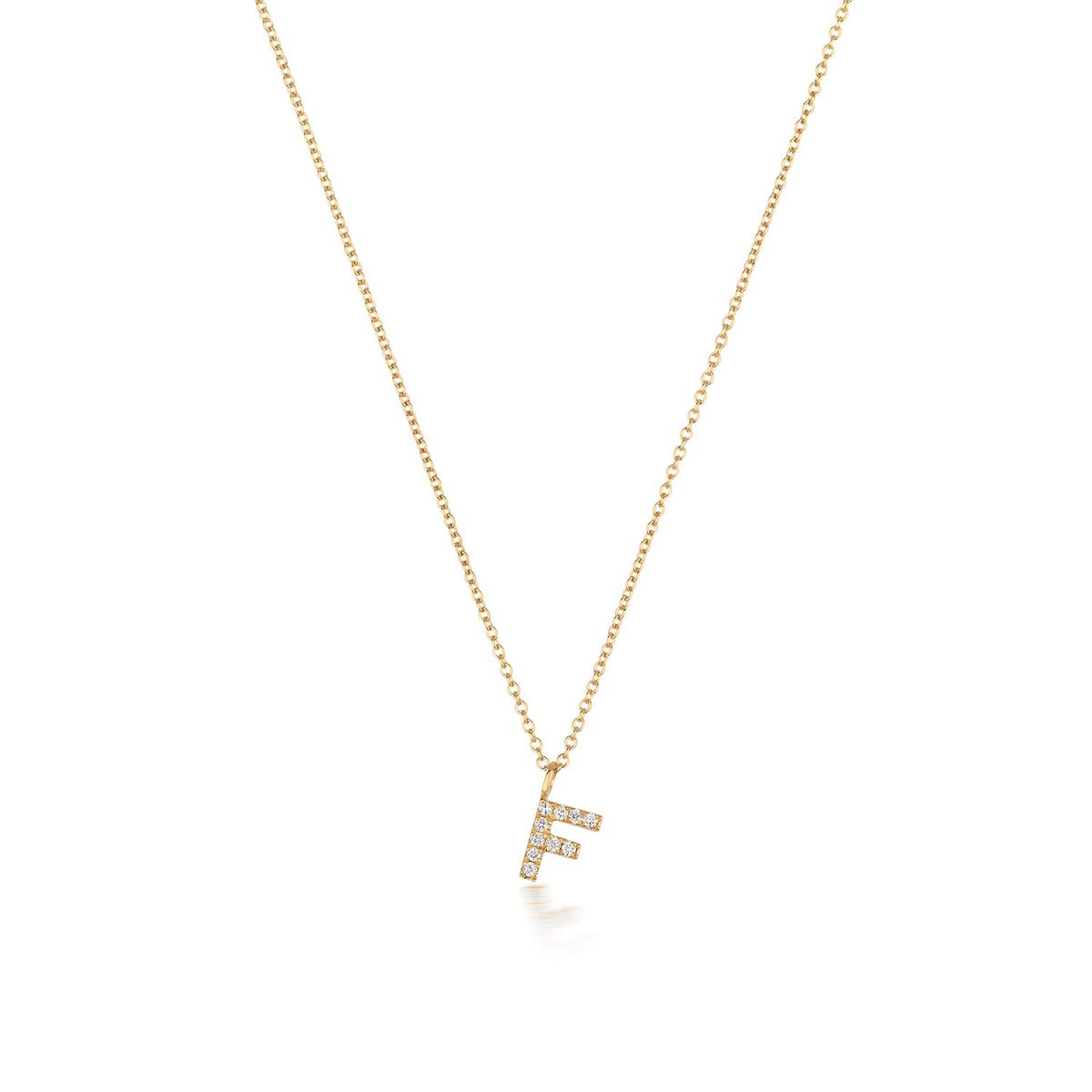 Collier Cervin Blanc avec initiale F en diamant et or 18 carats