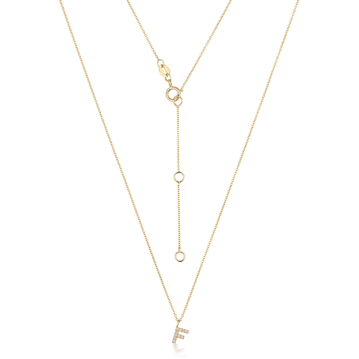 Collier Cervin Blanc avec initiale F en diamant et or 18 carats