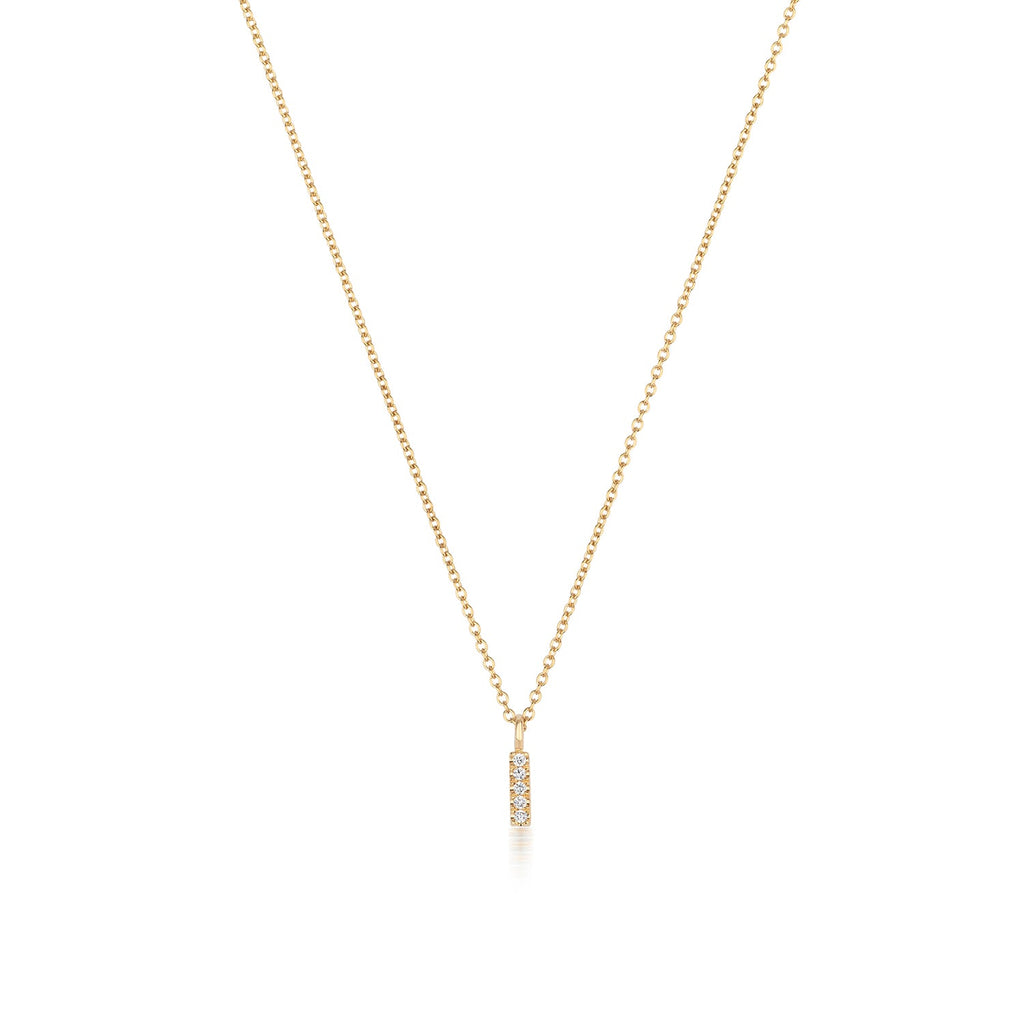 Collier Cervin Blanc avec initiale en diamant I en or 18 carats