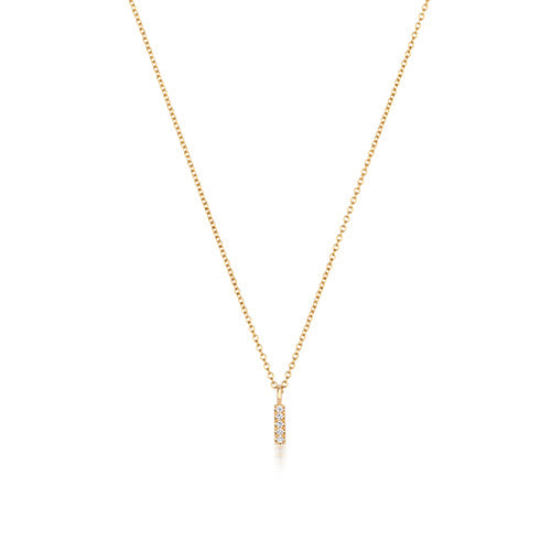 Collier Cervin Blanc avec initiale en diamant I en or 18 carats