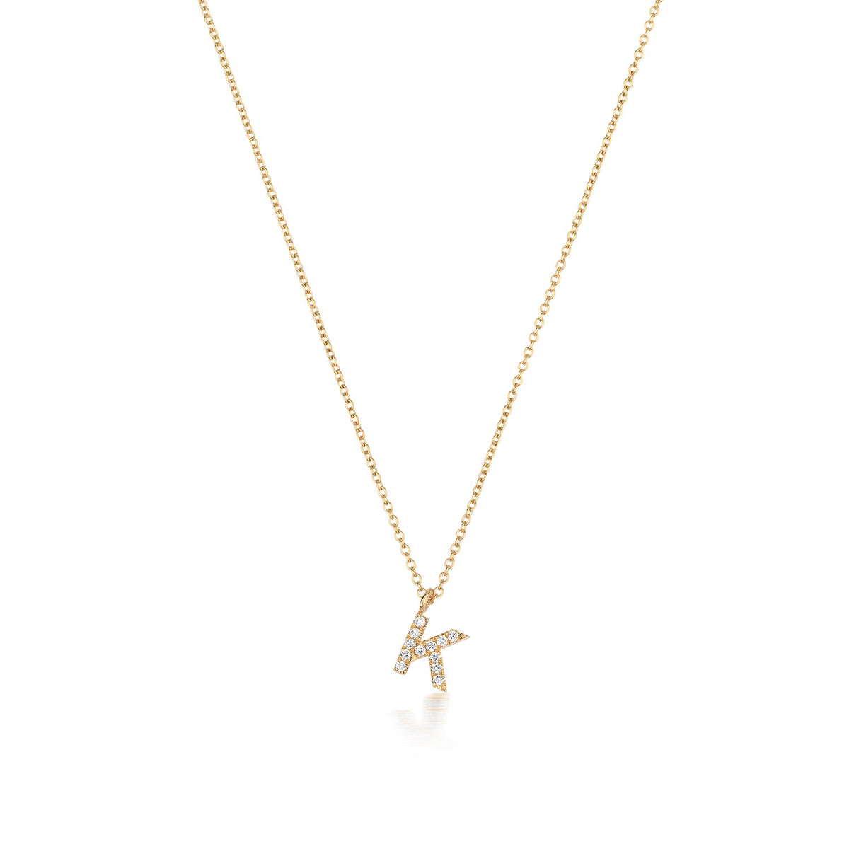 Collier Cervin Blanc en or 18 carats avec initiale K en diamant
