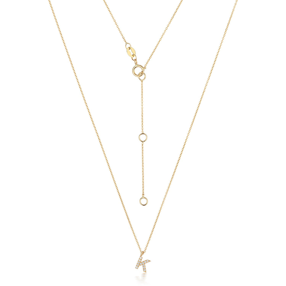 Collier Cervin Blanc en or 18 carats avec initiale K en diamant