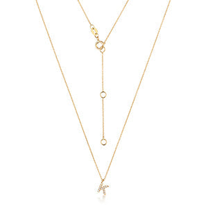 Collier Cervin Blanc en or 18 carats avec initiale K en diamant