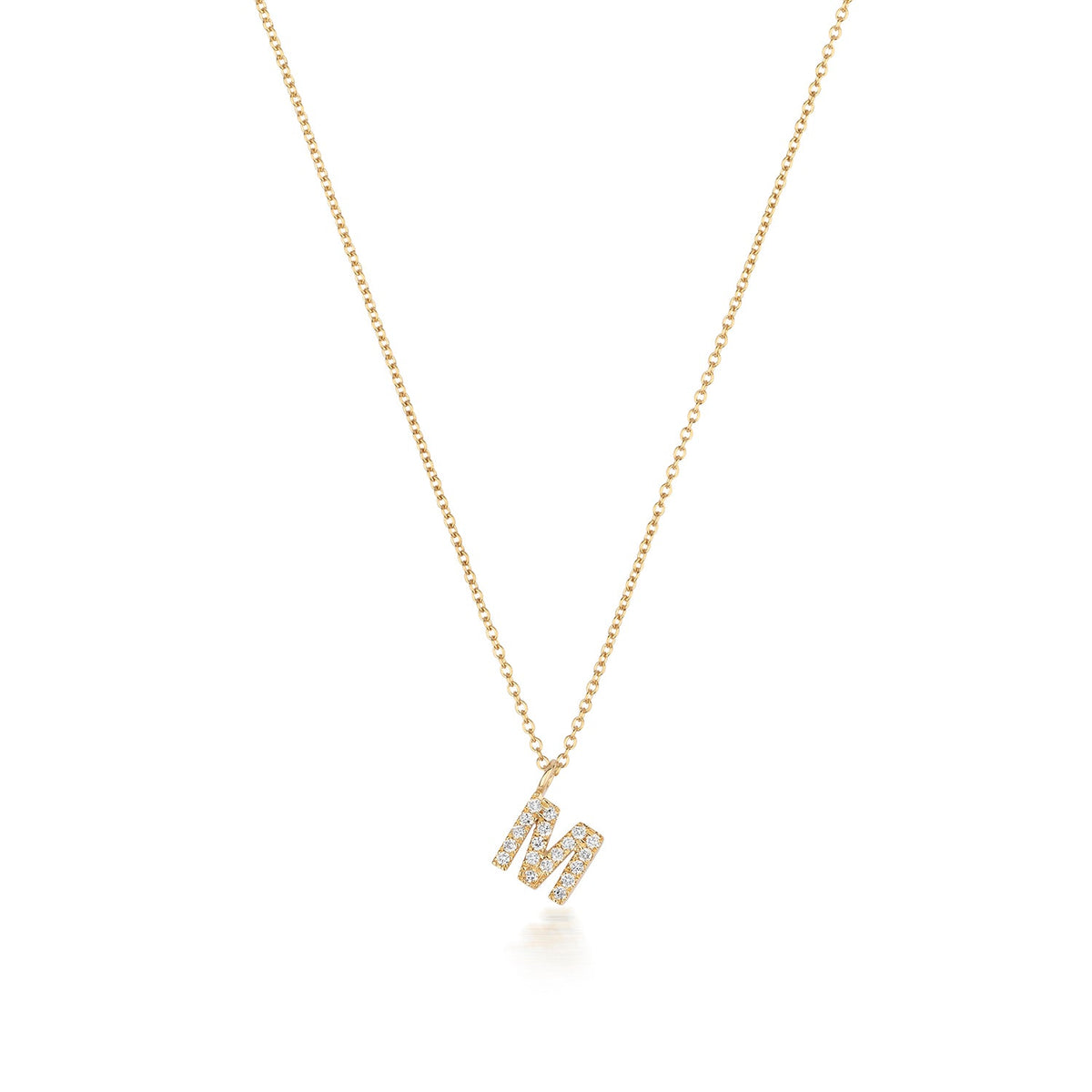 Collier Cervin Blanc avec initiale M en diamant et or 18 carats