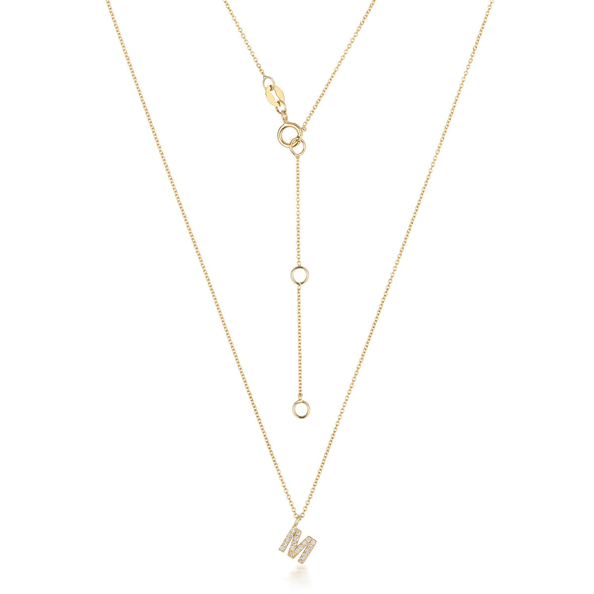 Collier Cervin Blanc avec initiale M en diamant et or 18 carats