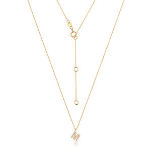 Collier Cervin Blanc avec initiale M en diamant et or 18 carats