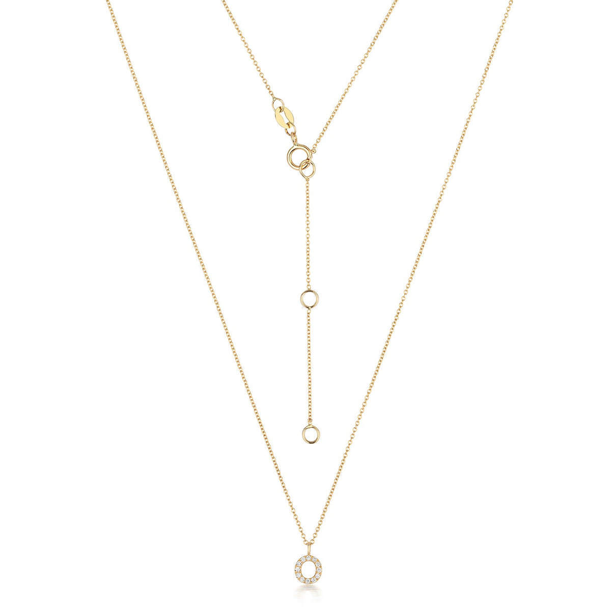 Collier Cervin Blanc avec initiale O en diamant et or 18 carats