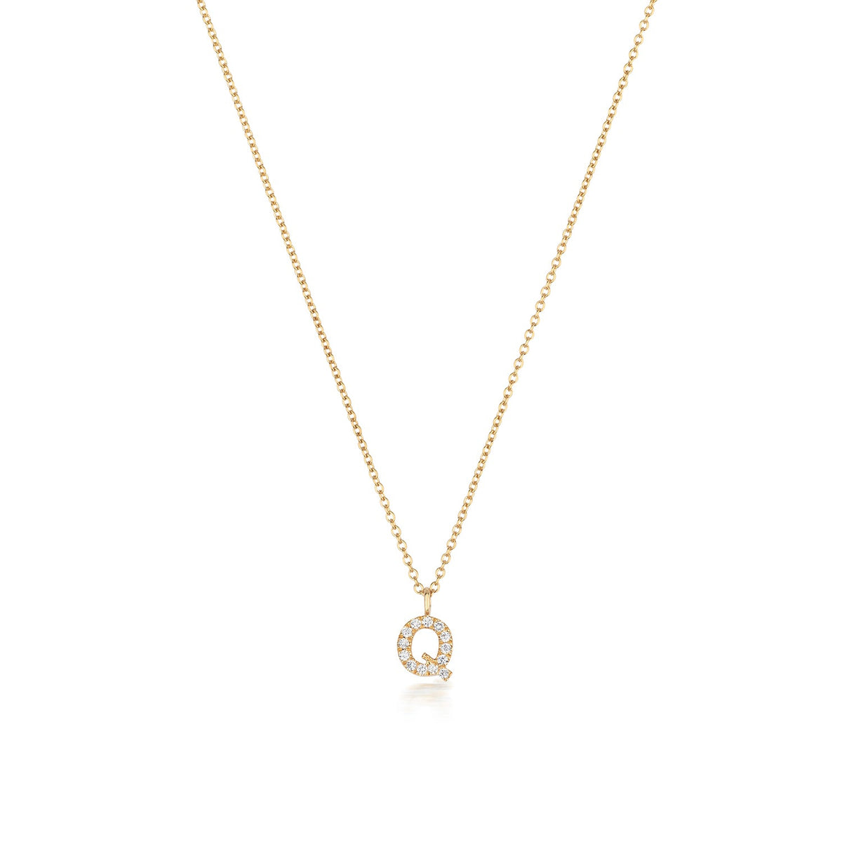 Collier Cervin Blanc avec initiale Q en diamant et or 18 carats