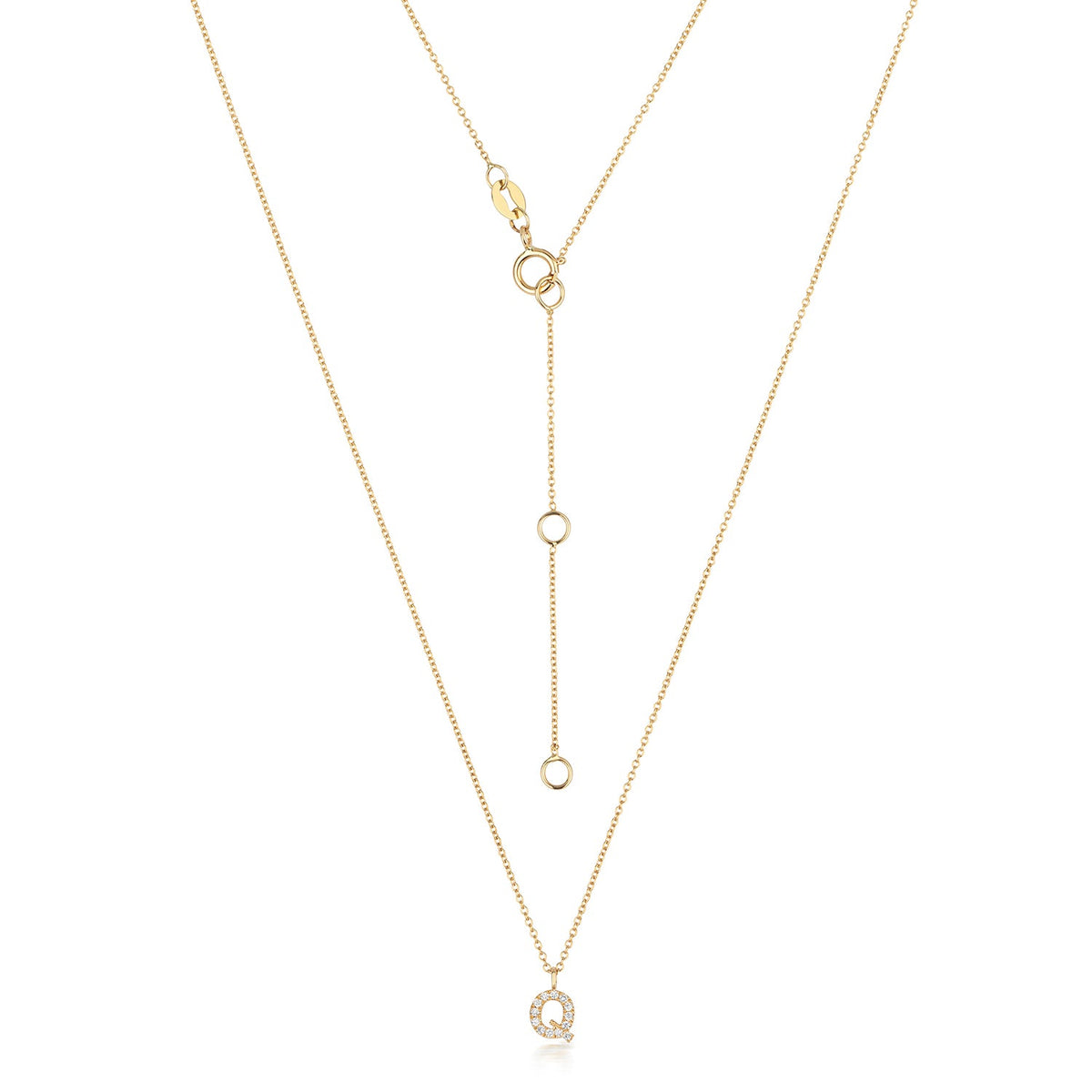Collier Cervin Blanc avec initiale Q en diamant et or 18 carats