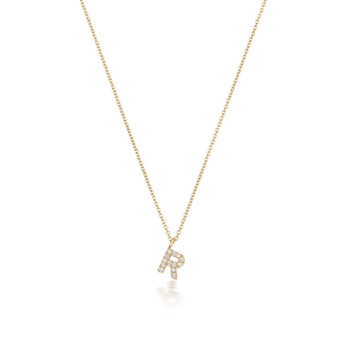 Collier Cervin Blanc avec initiale R en diamant et or 18 carats