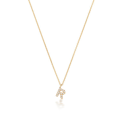 Collier Cervin Blanc avec initiale R en diamant et or 18 carats