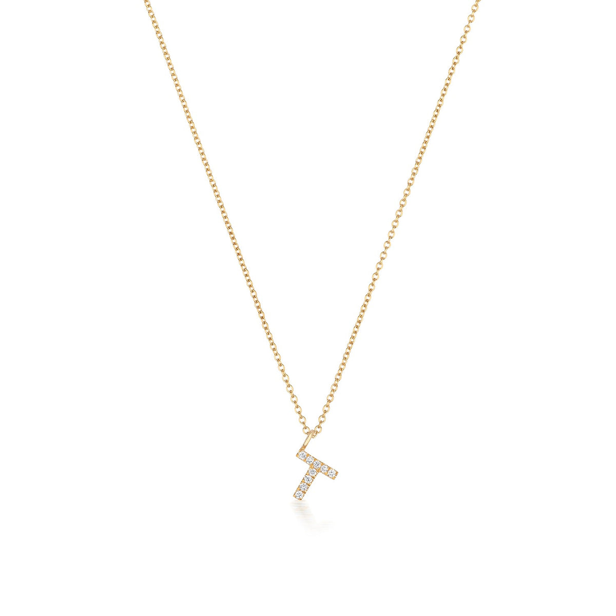 Collier Cervin Blanc en or jaune 18 carats avec initiale T et diamants