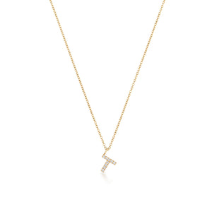 YELLOW GOLD DIAMOND INITIAL T NECKLACE IN 18CT GOLD